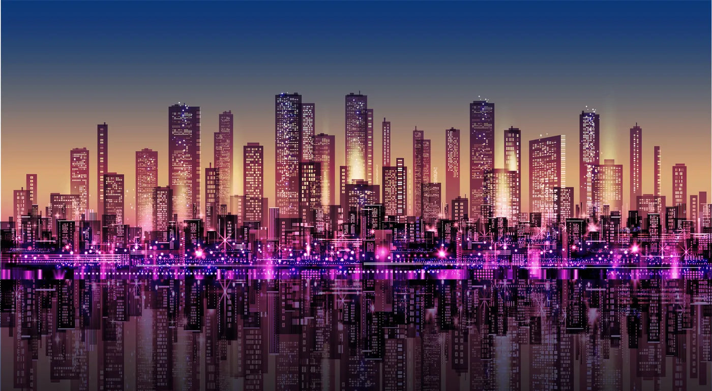 Papier peint panoramique buildings illuminés