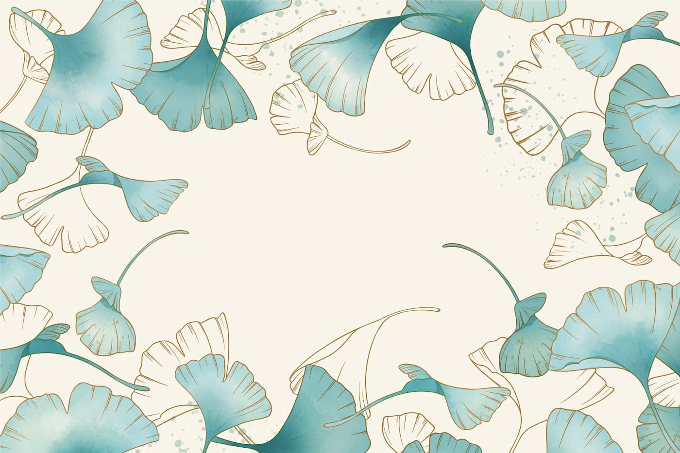 Papier peint feuilles de ginkgo vintage