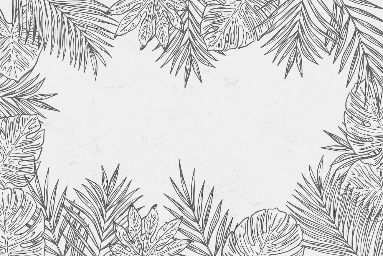 Papier peint feuillage jungle noir et blanc