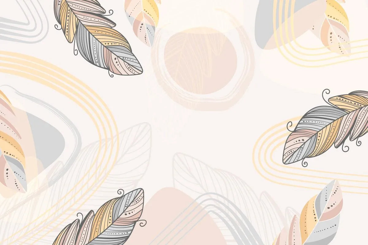 Papier peint nordique plumes colorées