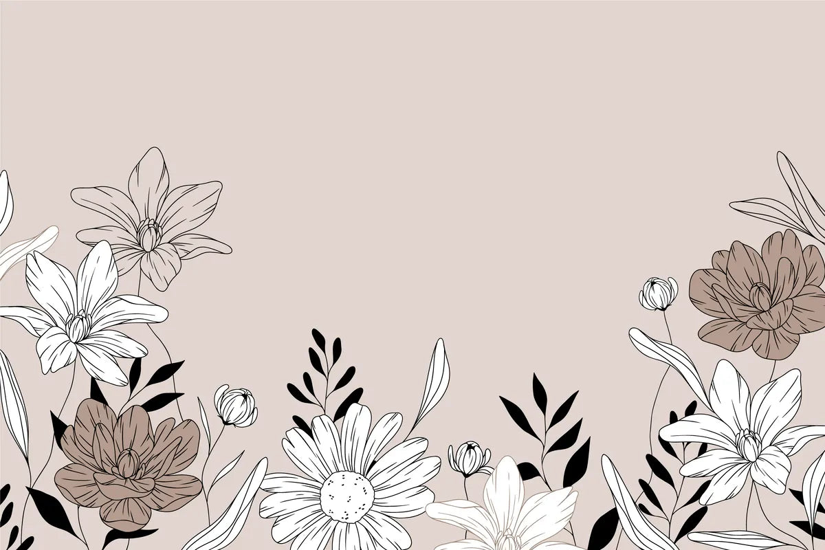 Papier peint noir et blanc floral