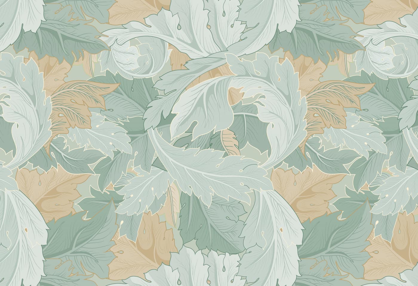 Papier peint feuillage vert clair