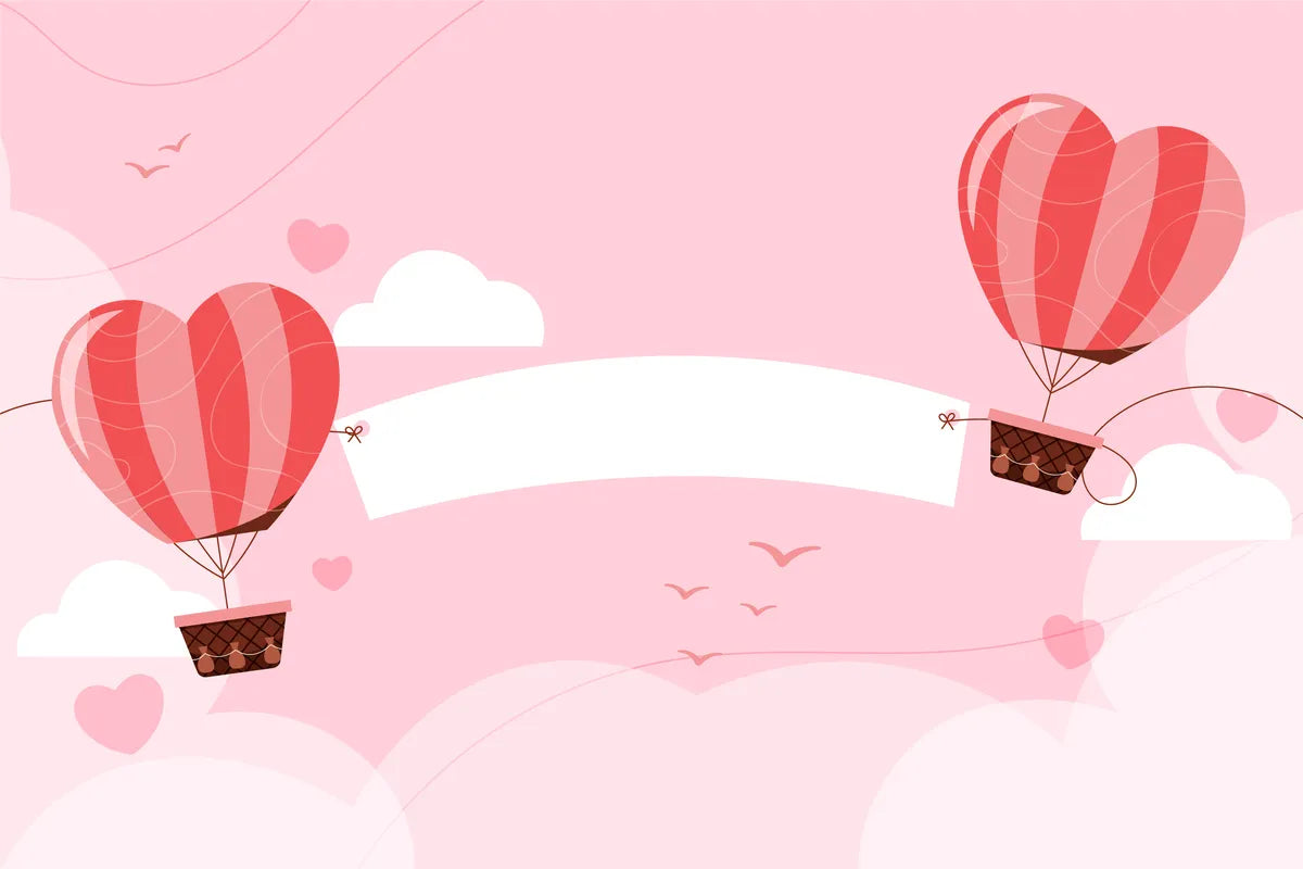 Papier peint nuages et montgolfières roses