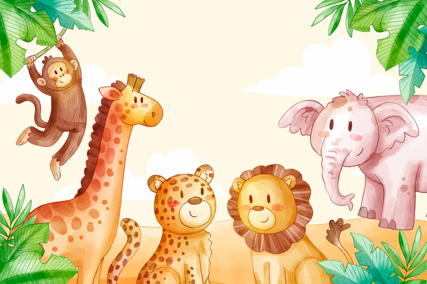 Papier peint animaux savane enfant