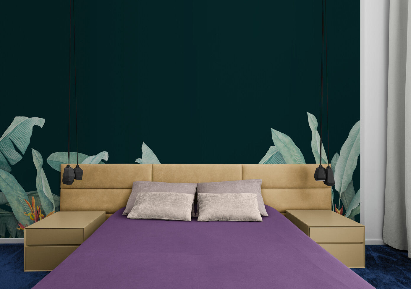 Papier peint feuillage vert tropical