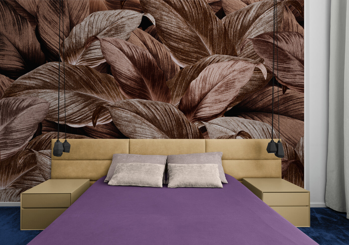 Papier peint feuillages tropicales vintage