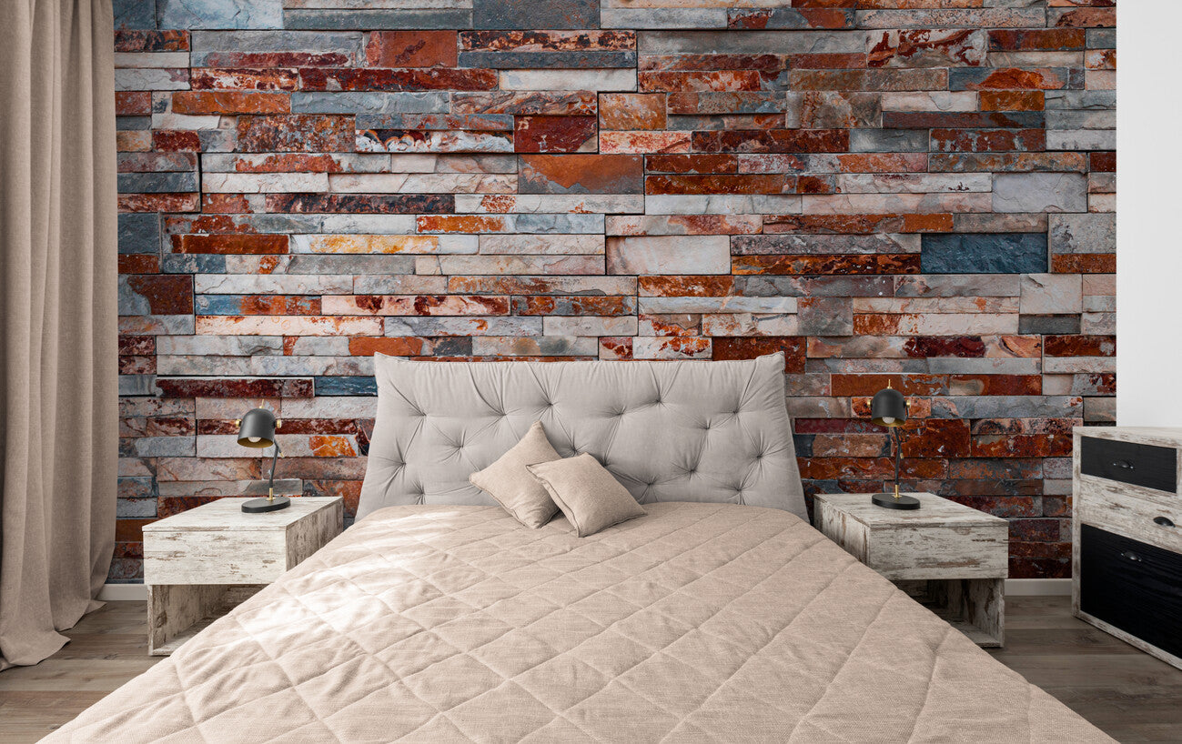 Papier peint mur de pierres colorées