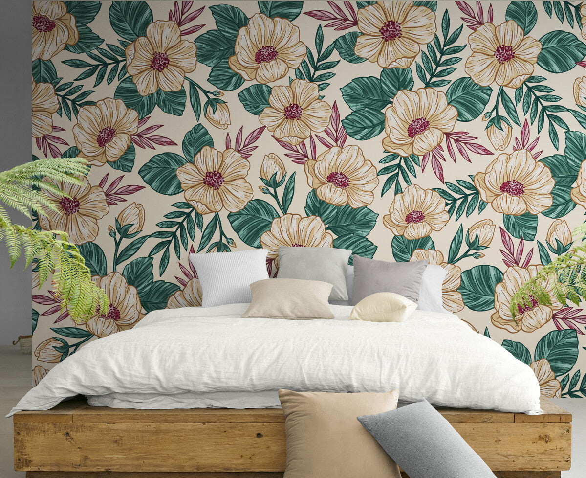 Papier peint vintage fleuri