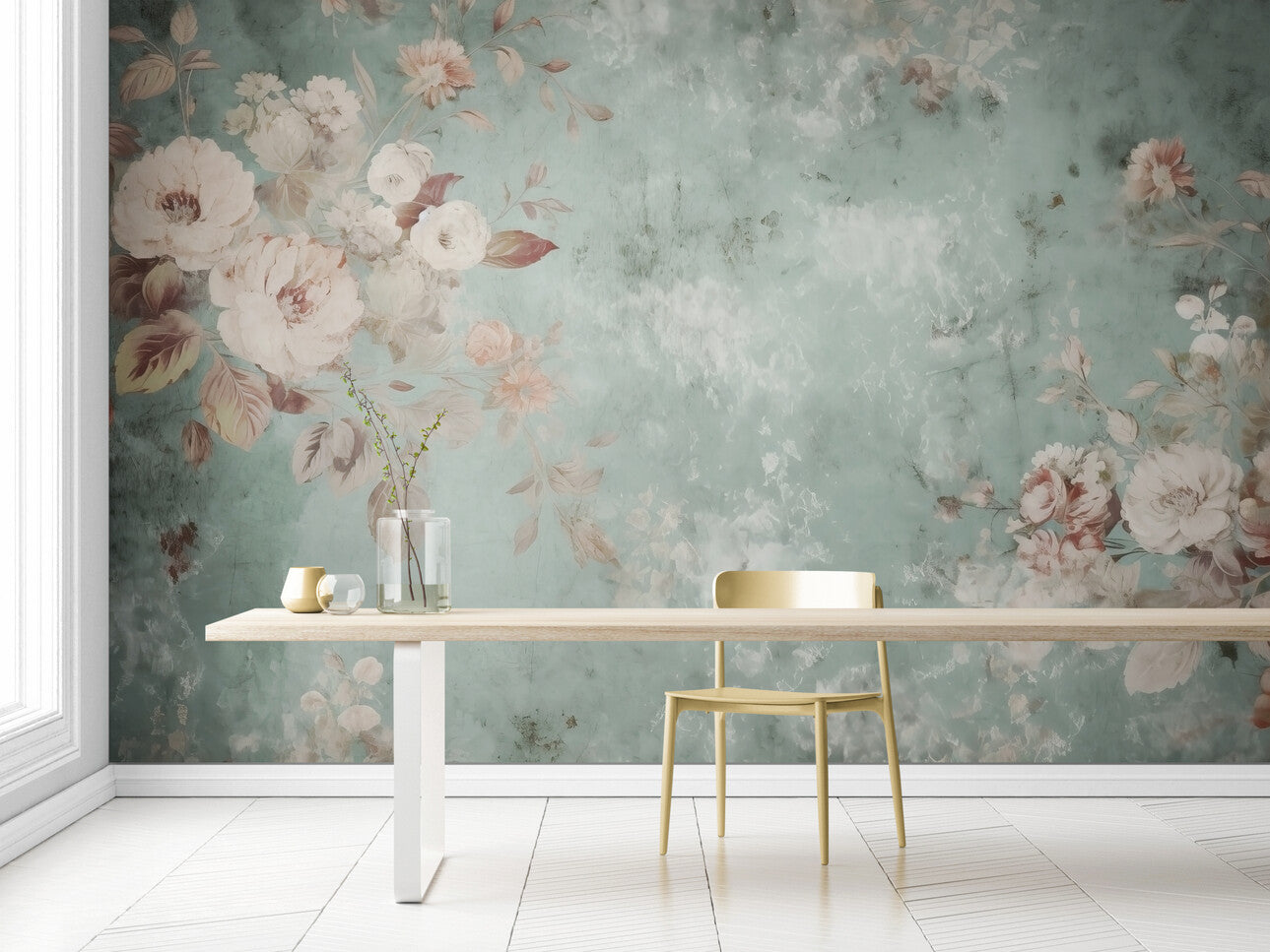 Papier peint fleurs vintage