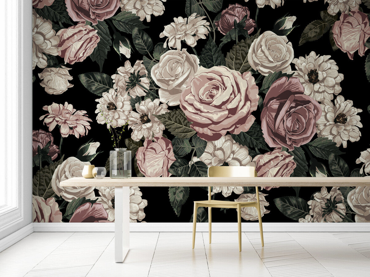 Papier peint mur de fleurs
