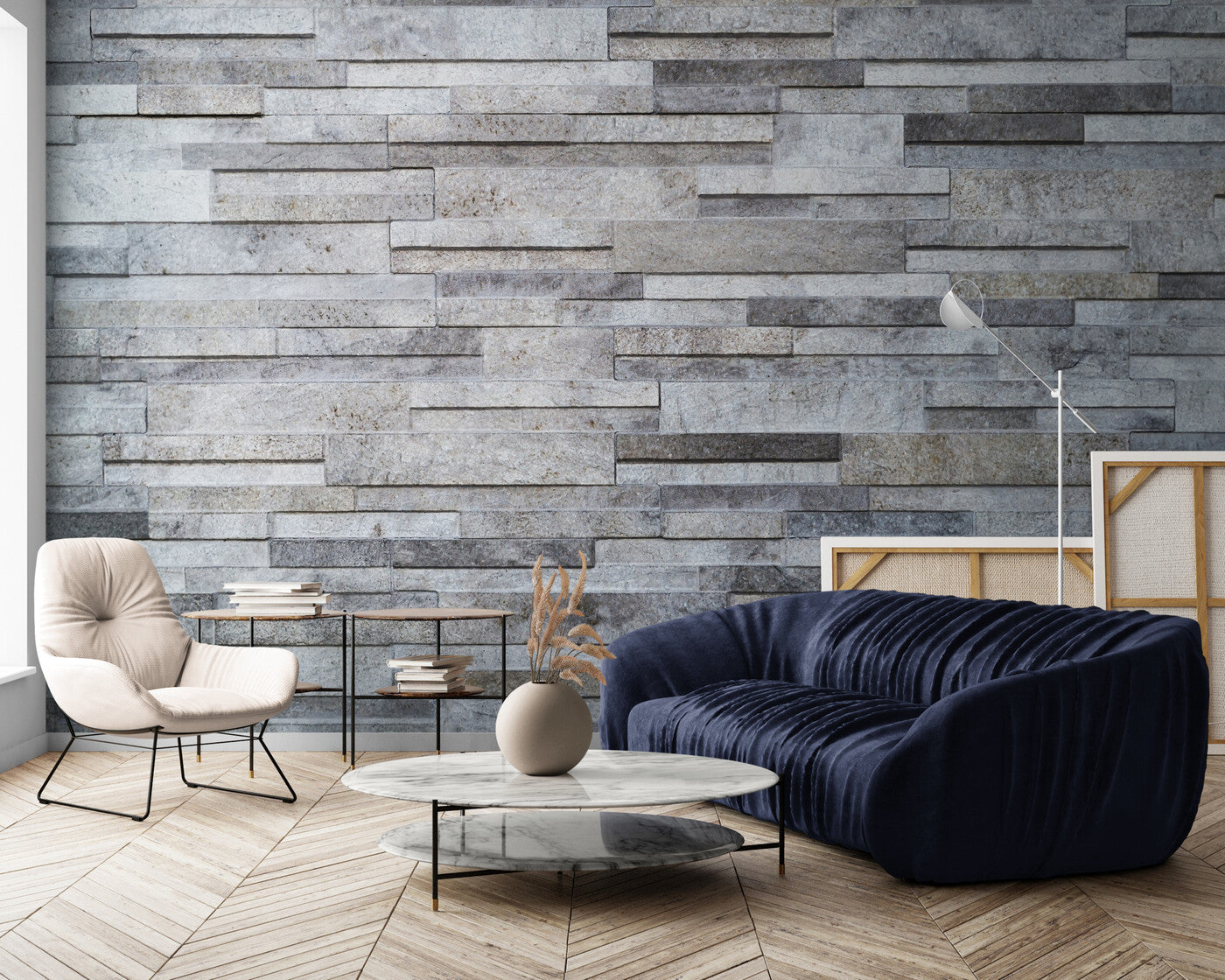 Papier peint mur de parement gris
