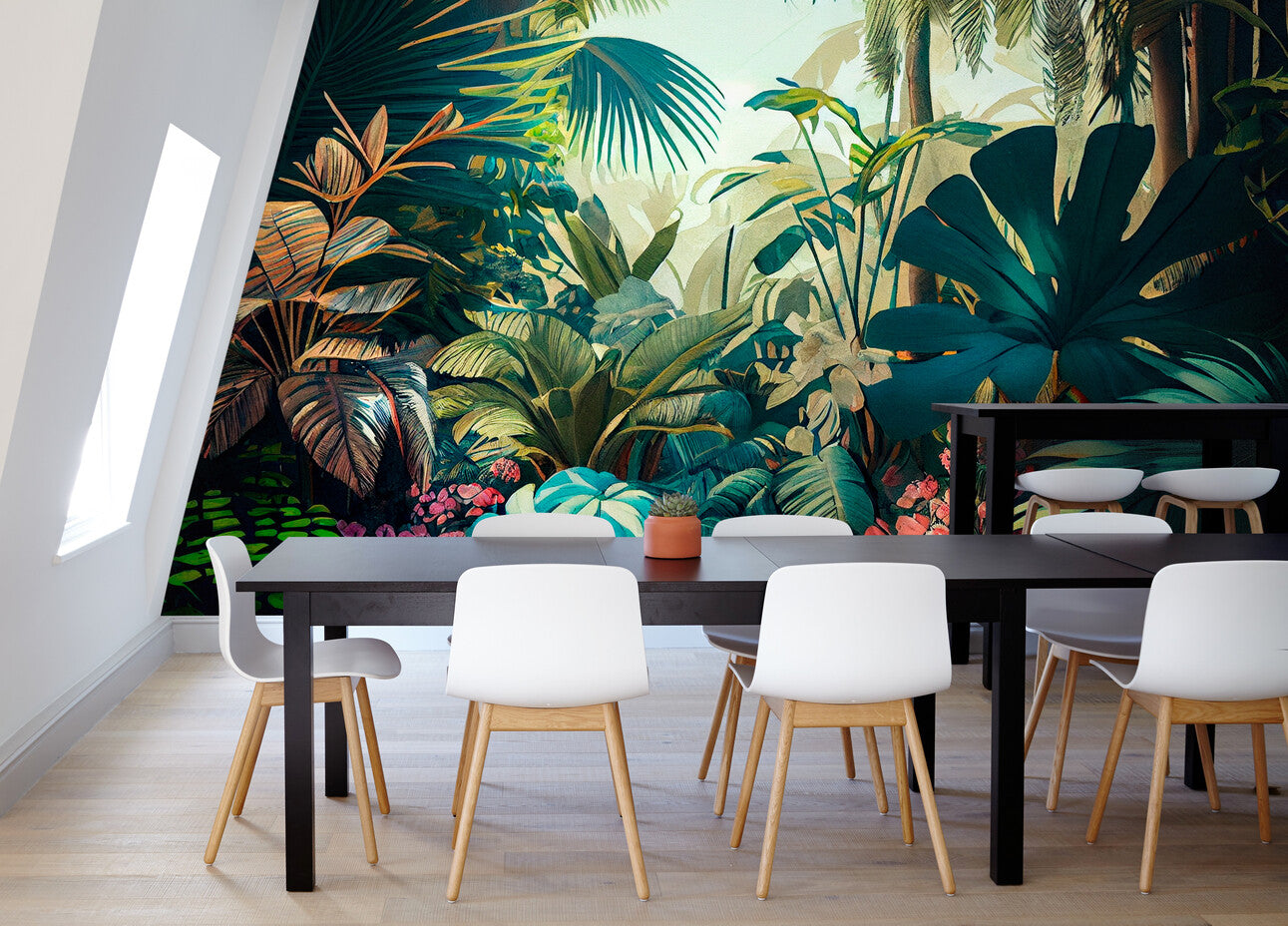 Papier peint rétro jungle tropicale