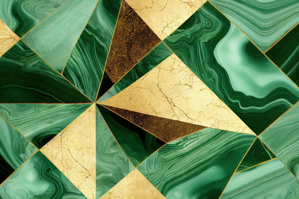 Papier peint motifs géométriques doré moderne