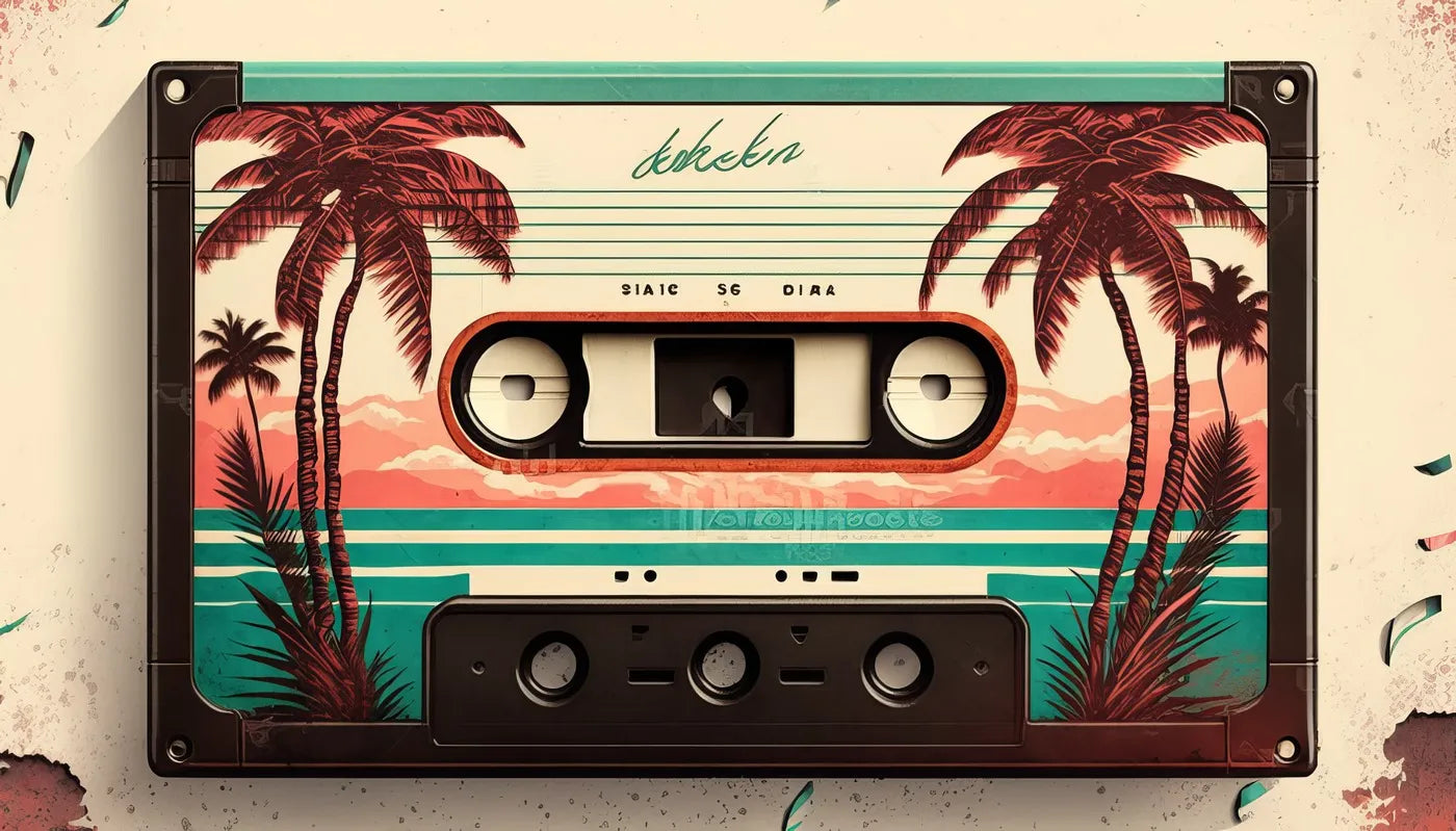 Papier peint radio cassette vintage