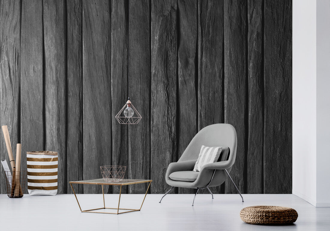 Papier peint planches de bois gris foncé