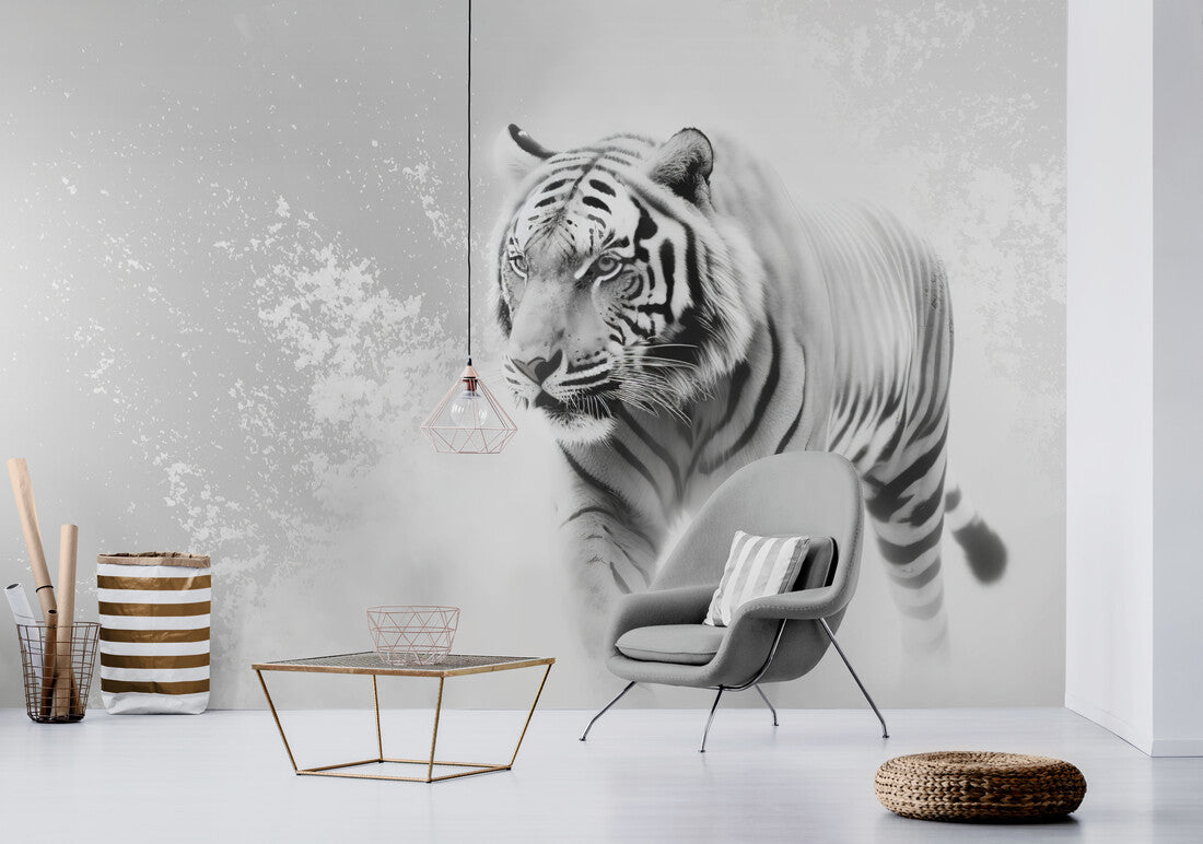 Papier peint tigre blanc