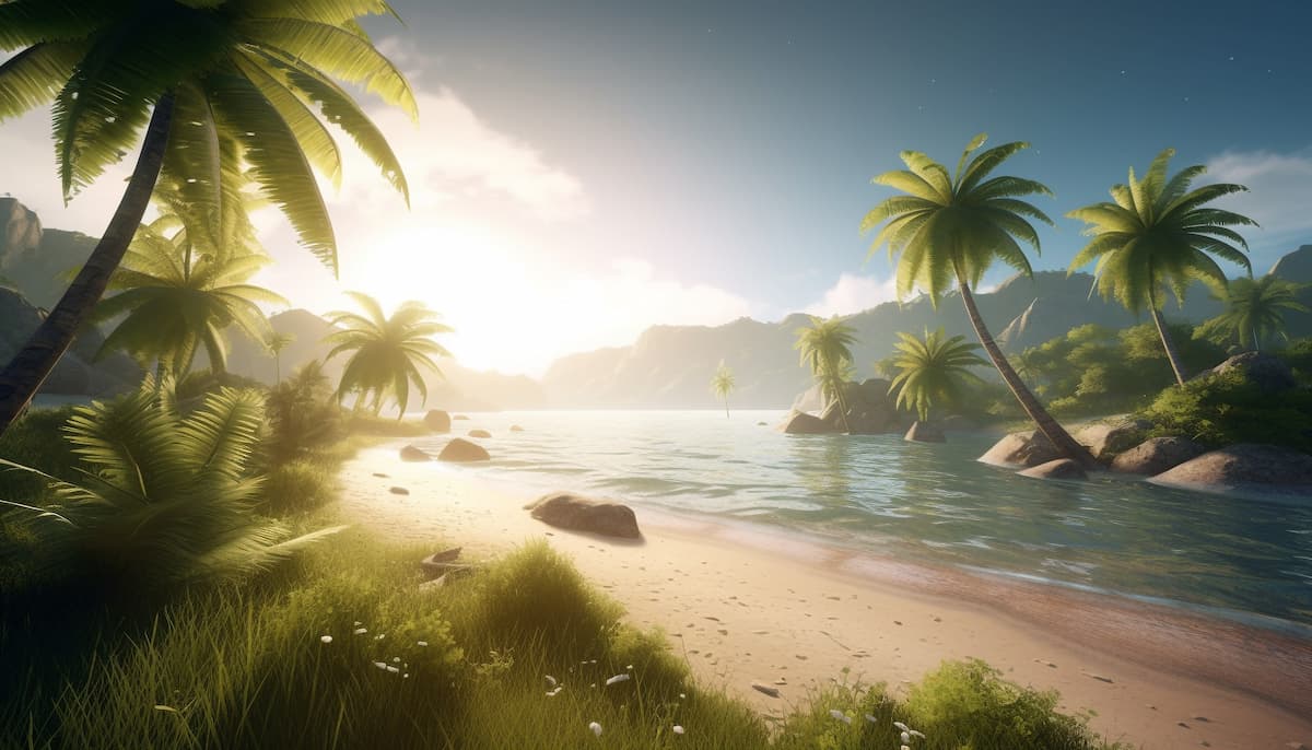 Papier peint panoramique paysage tropical
