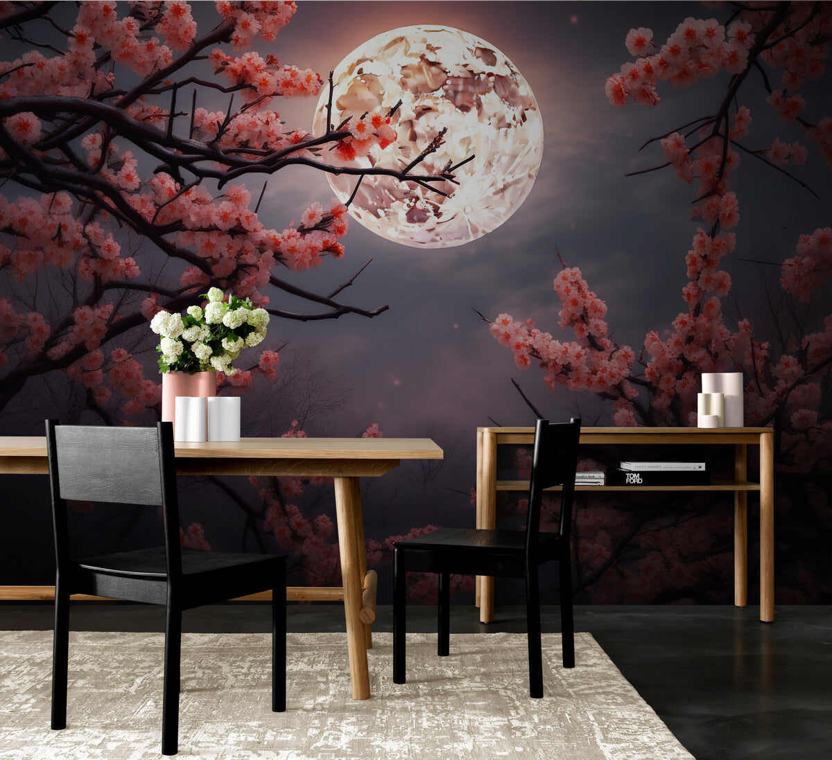 Papier peint japonais pleine lune