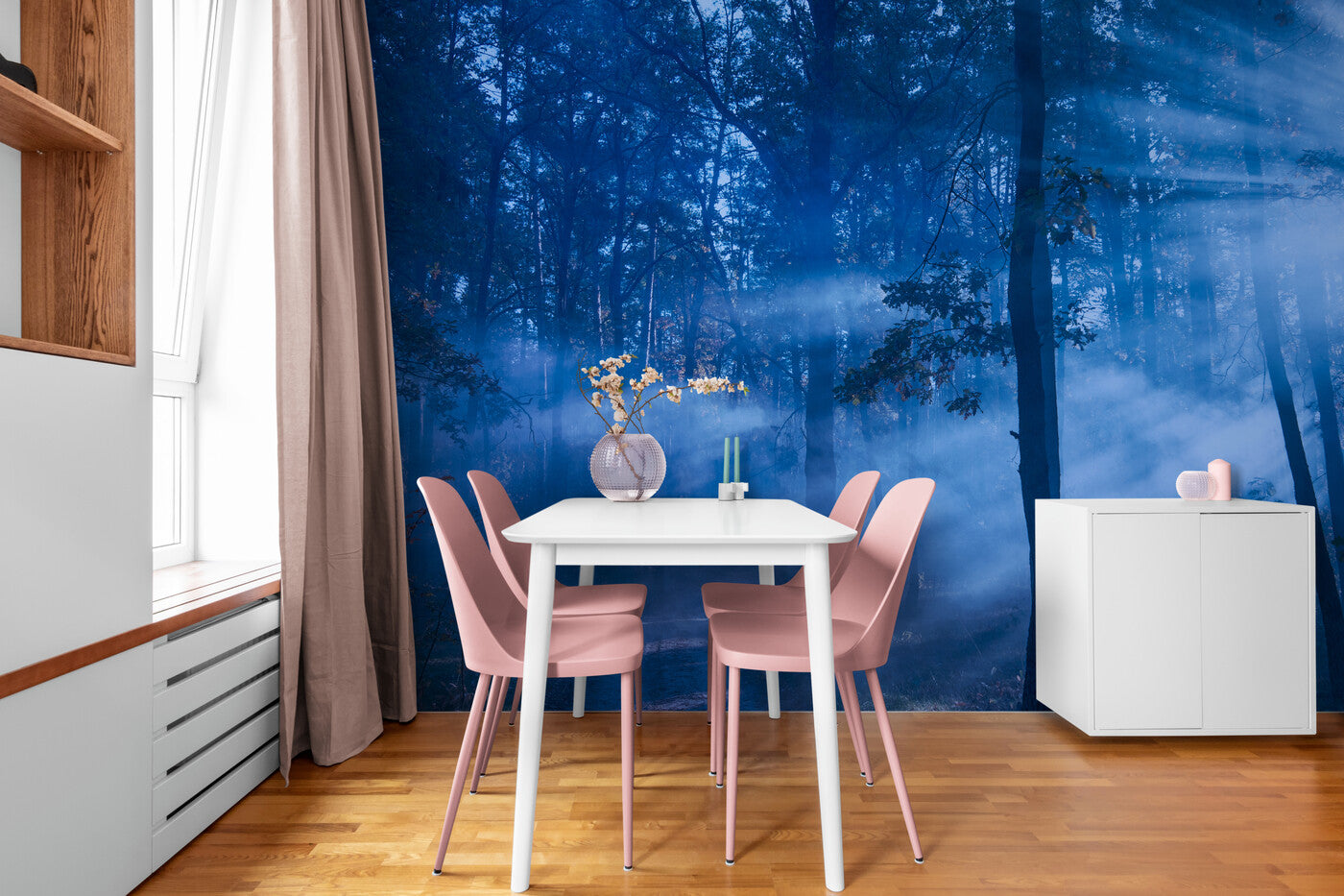 Papier peint paysage forêt bleu