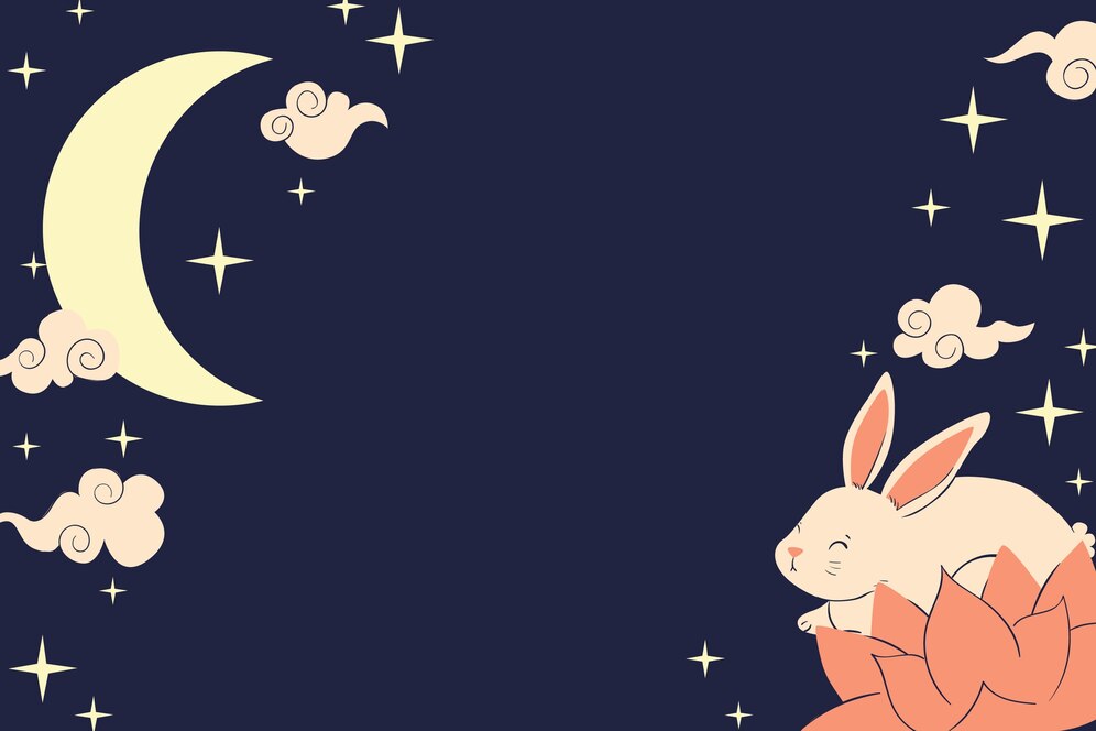 Papier peint enfant ciel étoilé et lapins