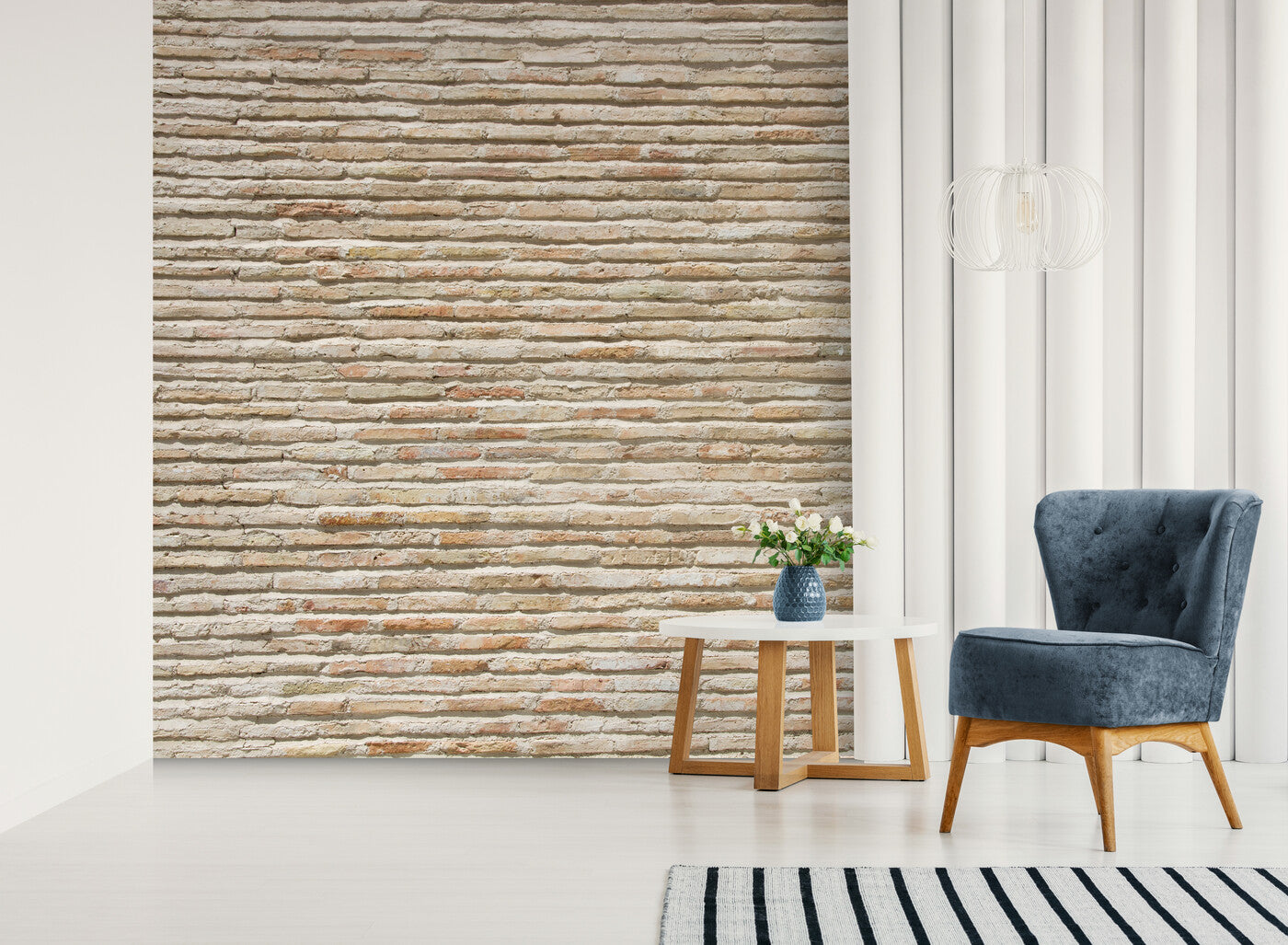 Papier peint brique parement beige