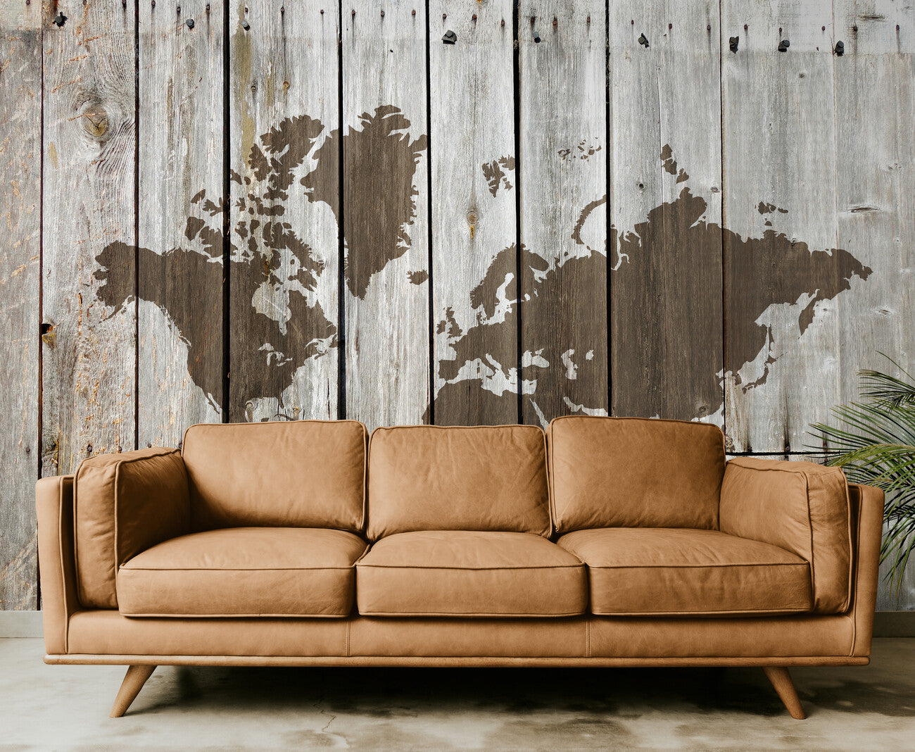 Papier peint bois carte du monde
