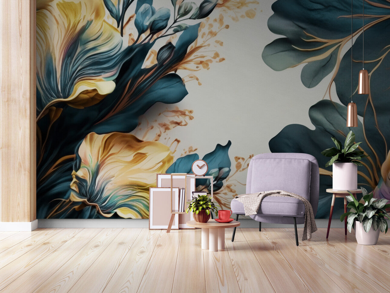 Papier peint floral art moderne