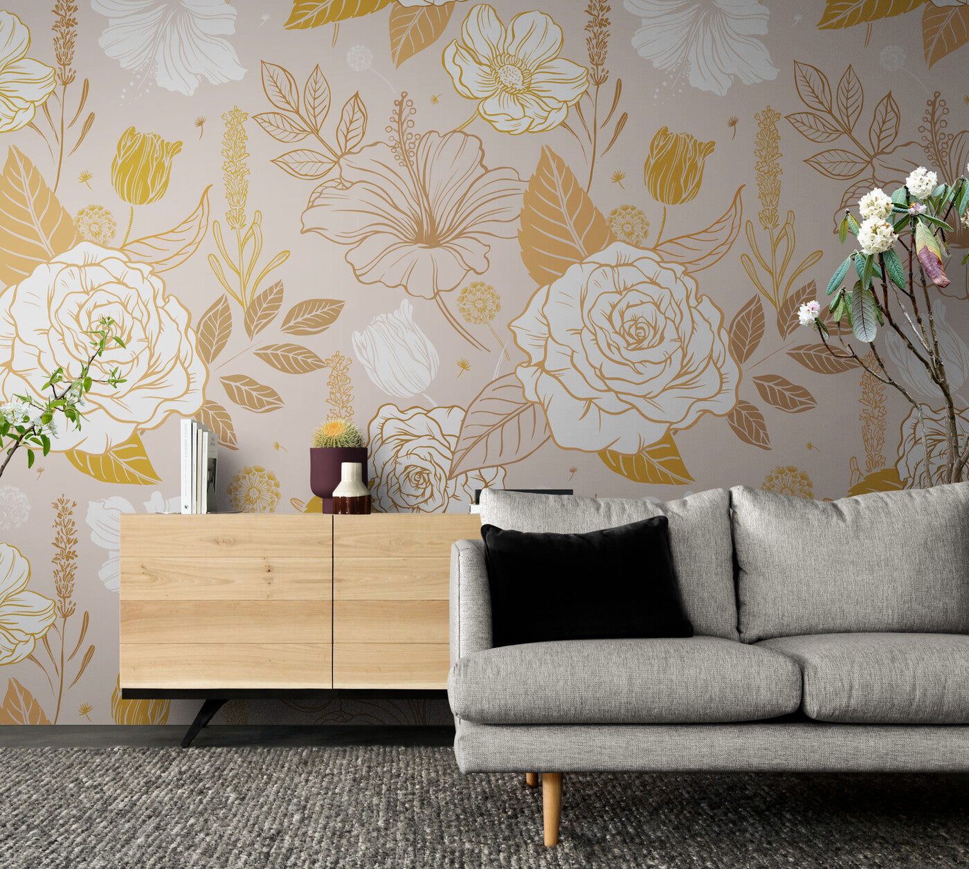 Papier peint floral rétro