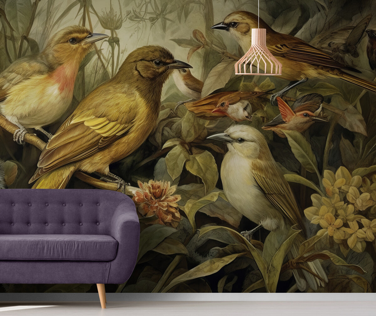 Papier peint vintage plantes tropicales