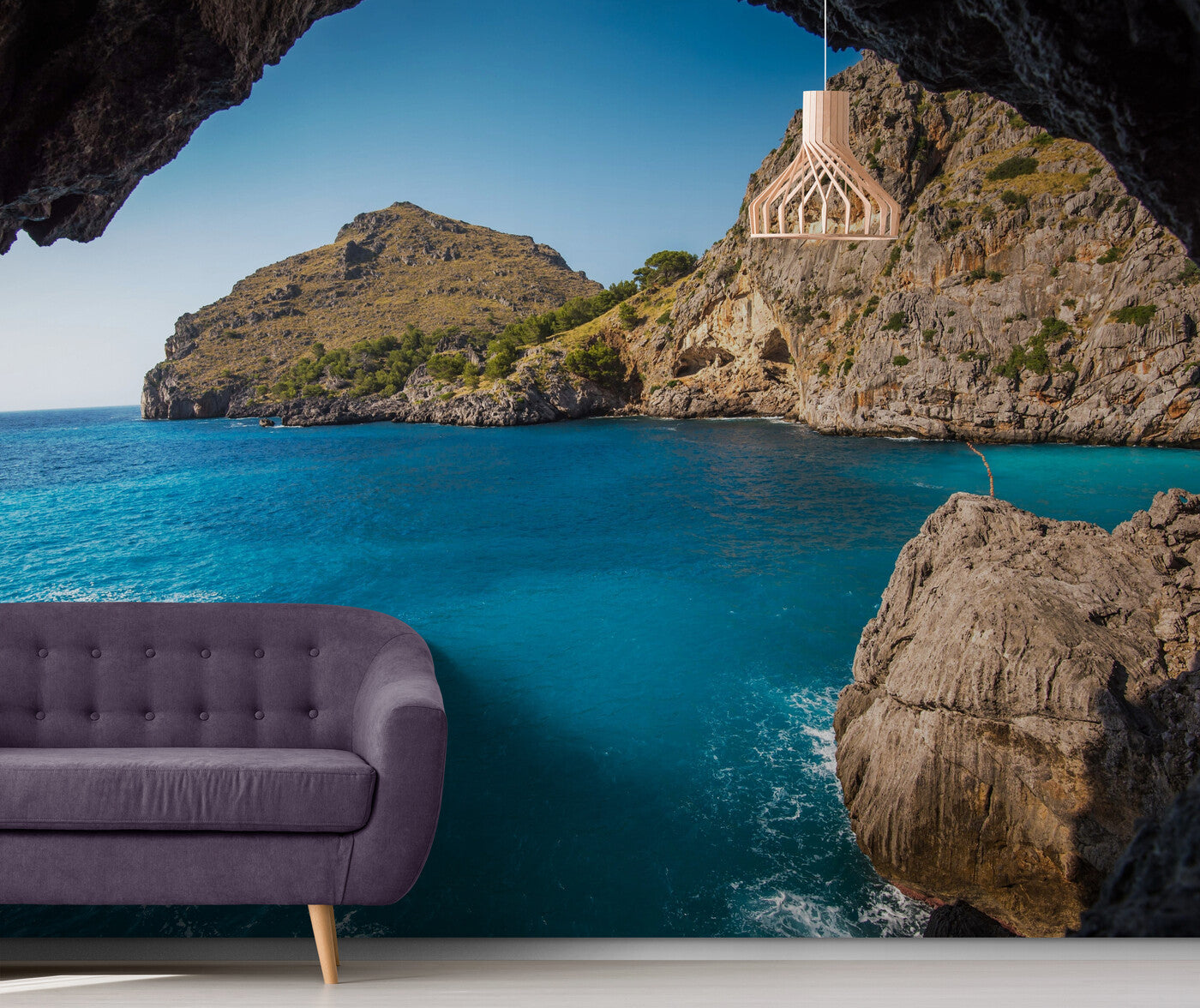 Papier peint paysage grotte et mer
