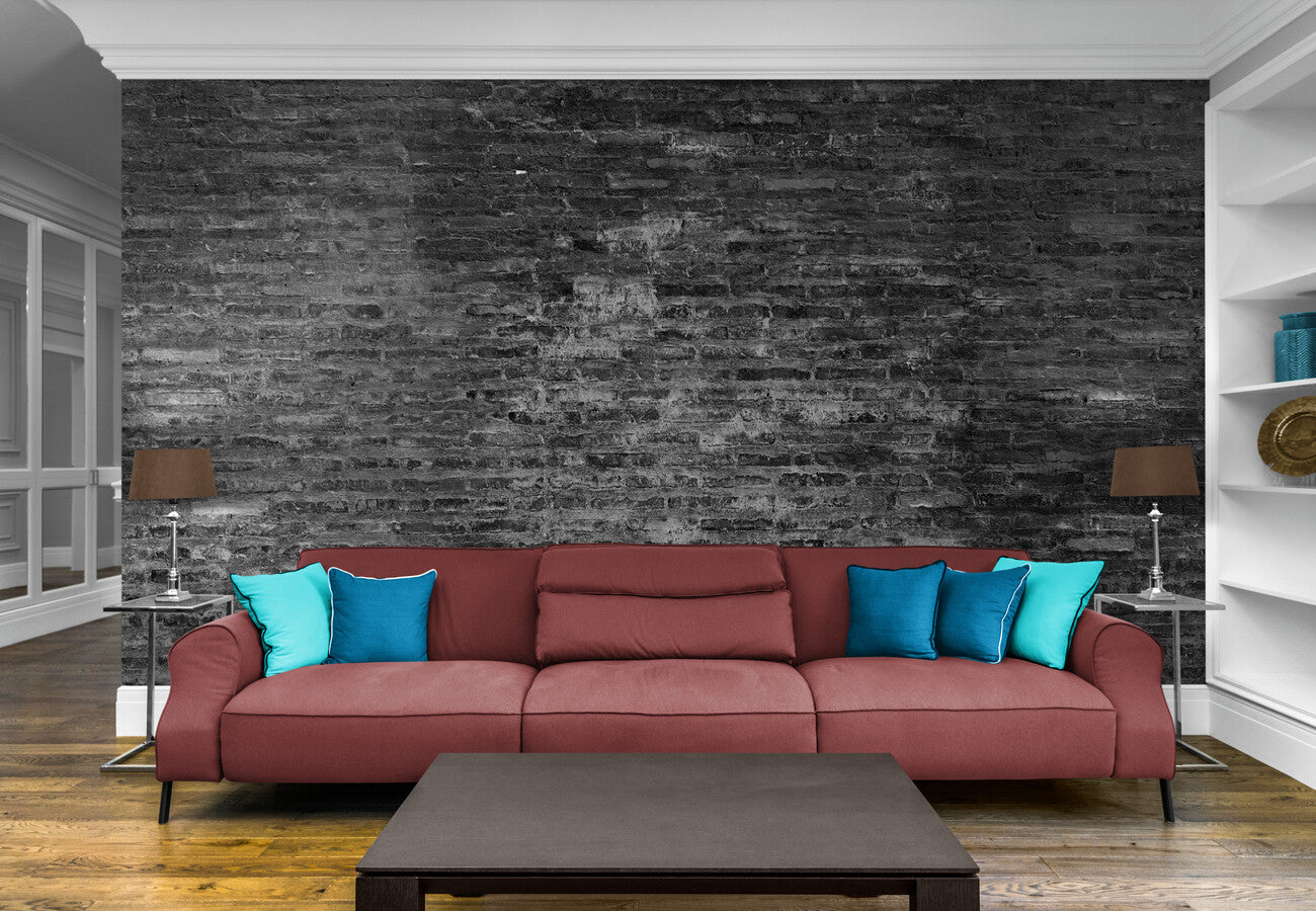 Papier peint briques noir vintage