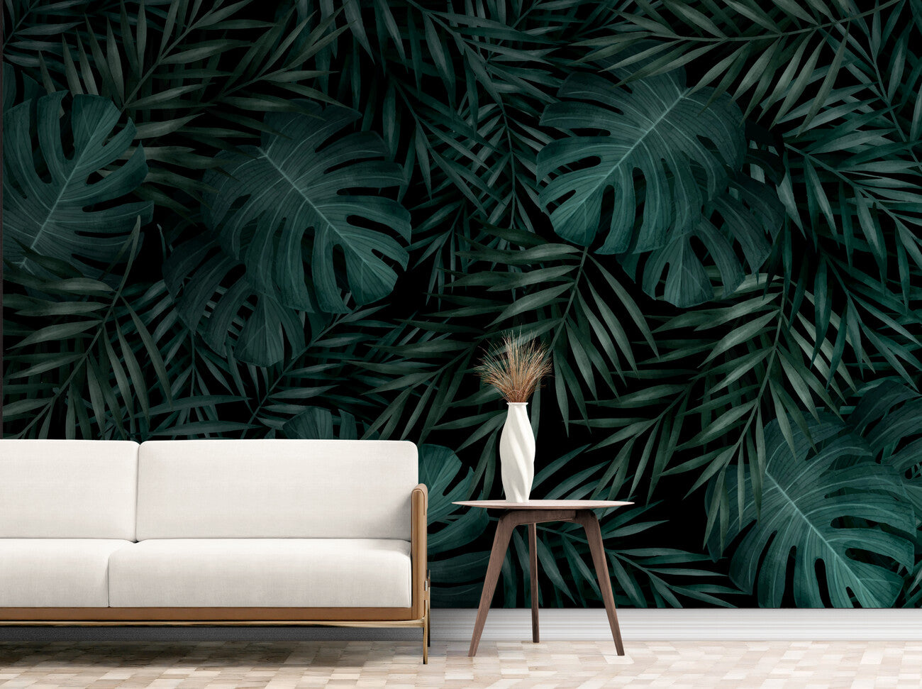 Papier peint feuillage palmier tropical vert foncé – Le monde du papier ...