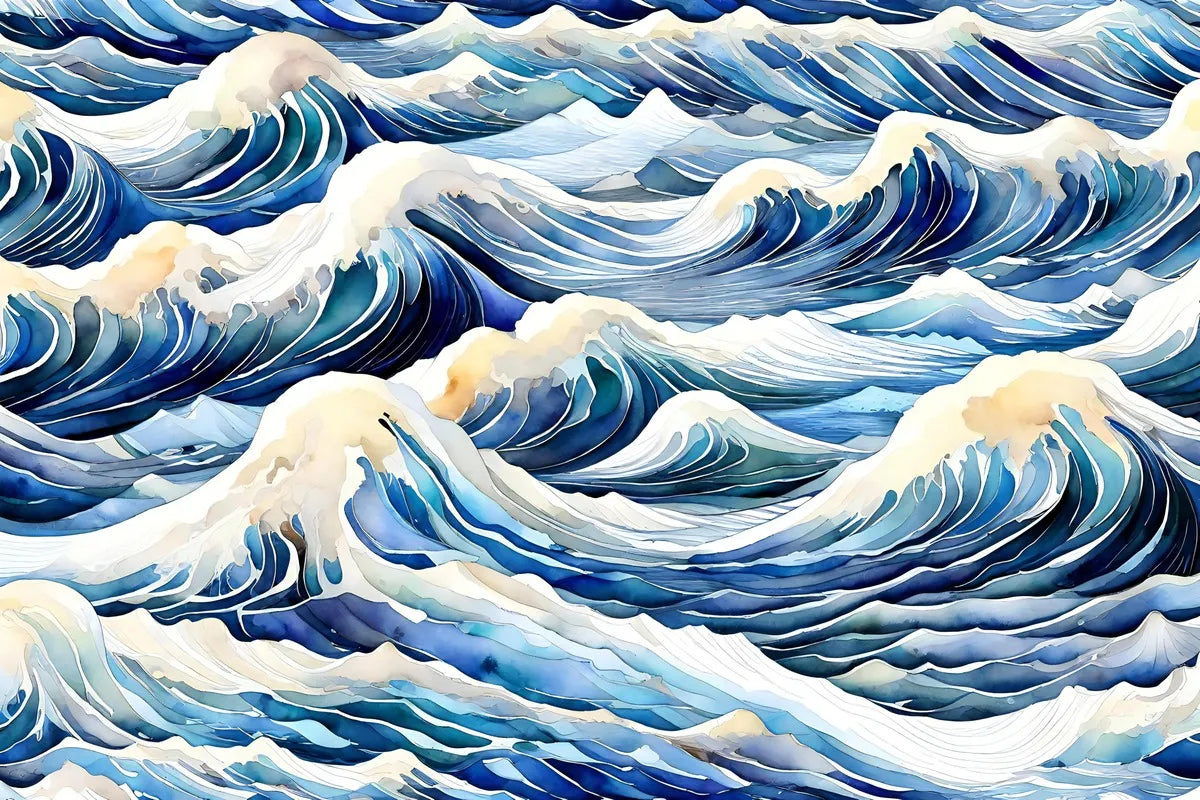 Papier peint vague bleue