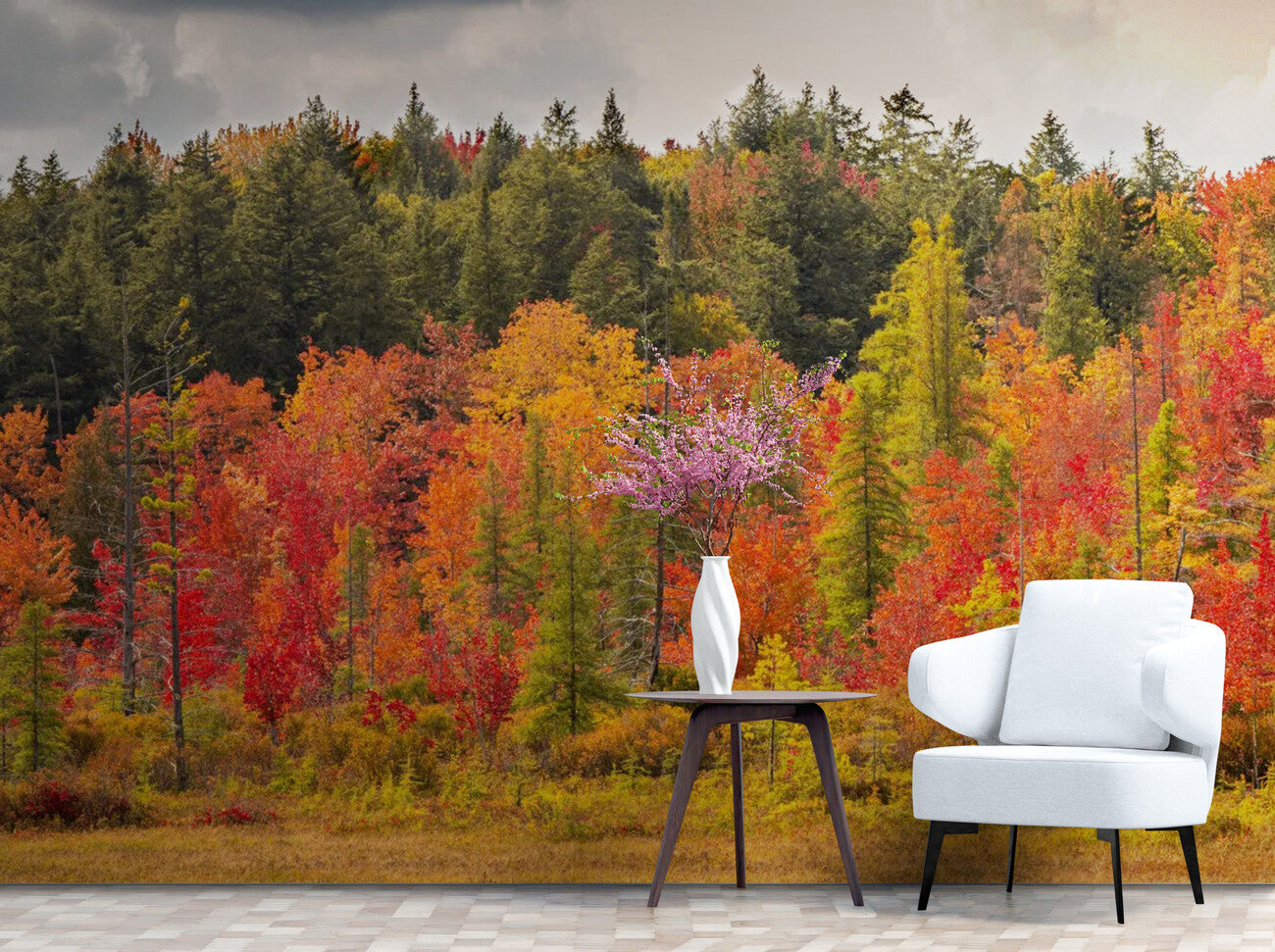 Papier peint panoramique forêt d'automne