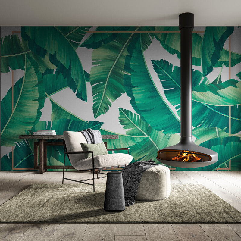 Papier peint feuilles de palmier tropical vert