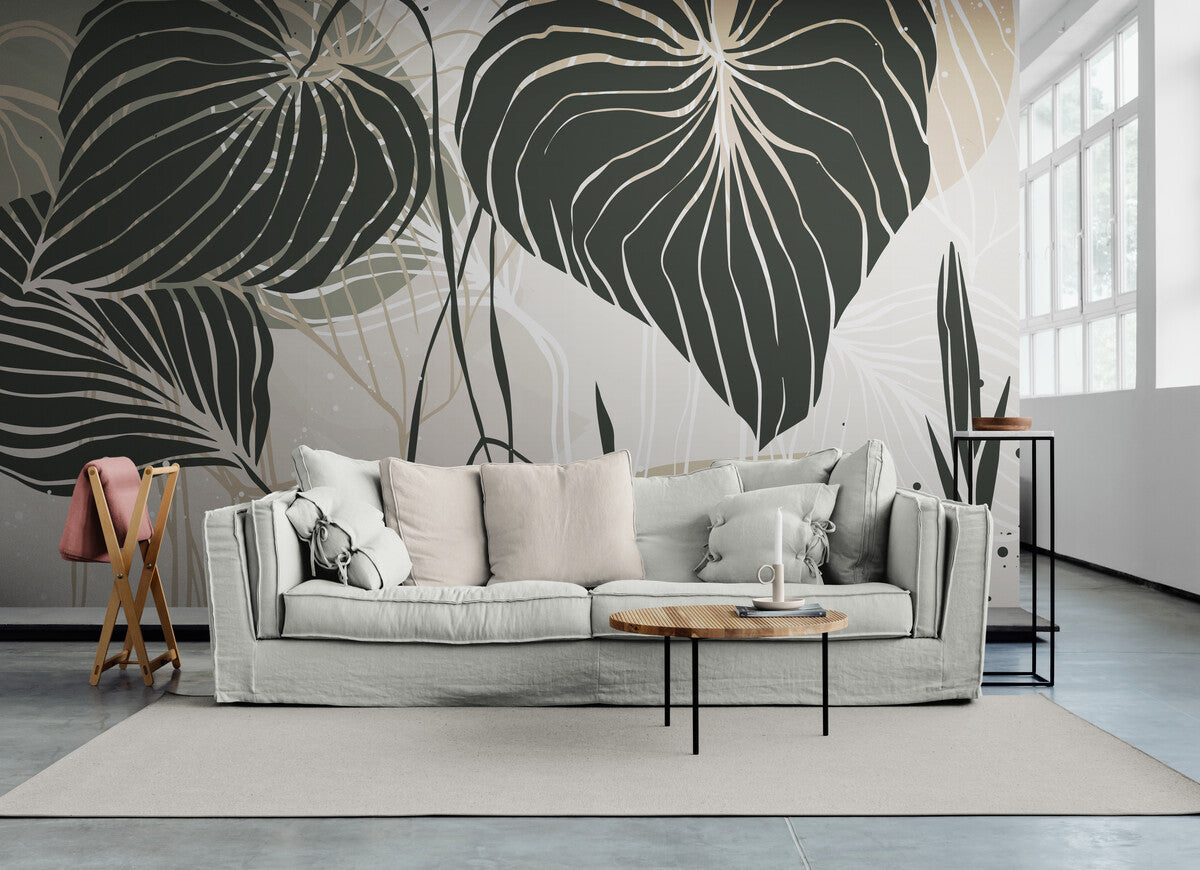Papier peint feuillage tropical moderne
