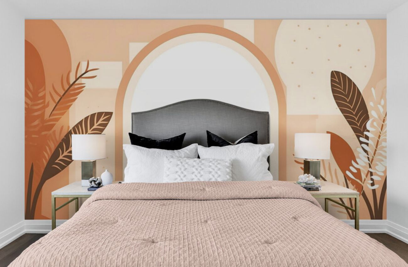 Papier peint arche terracotta chambre mur