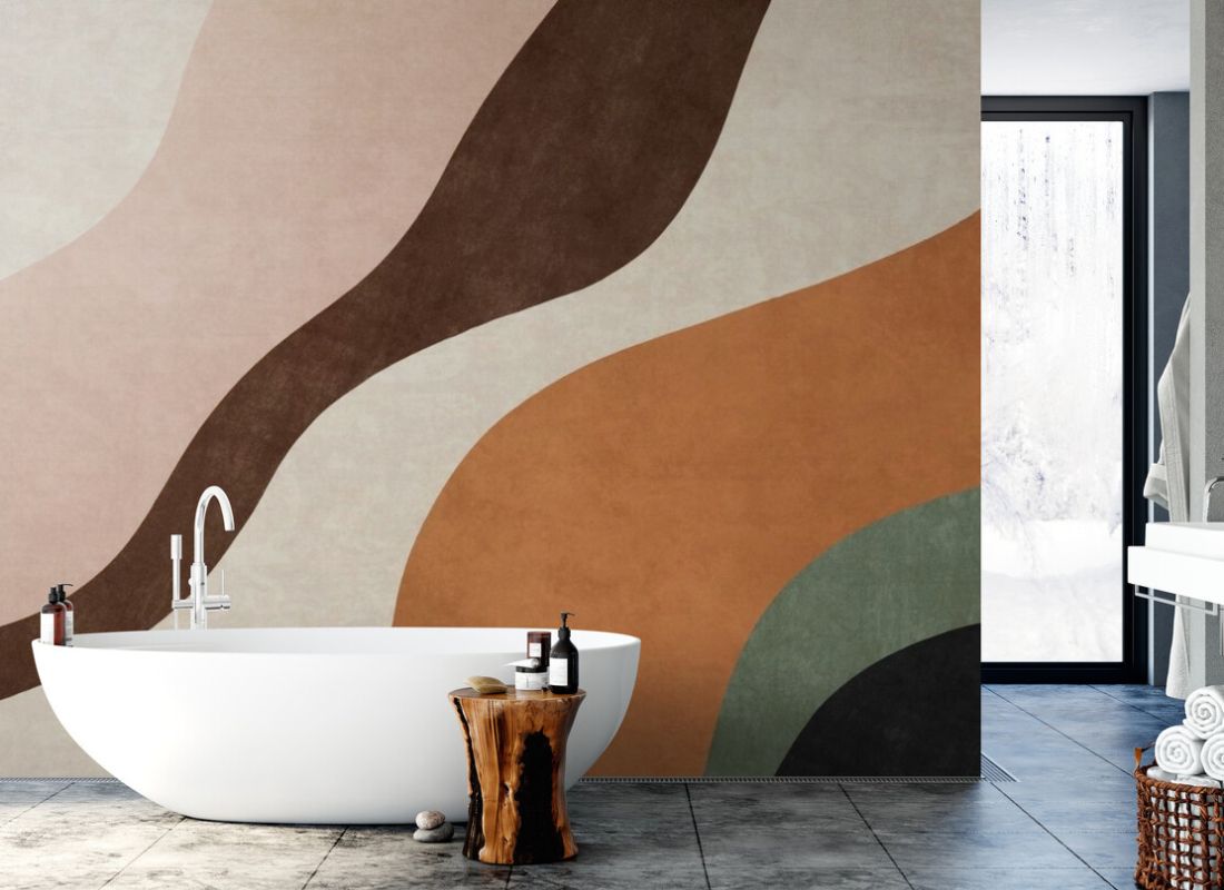 Papier peint salle de bain terracotta tapisserie murale