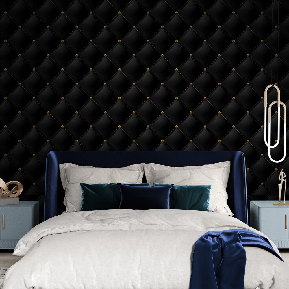 Papier peint tête de lit effet cuir tapisserie chambre