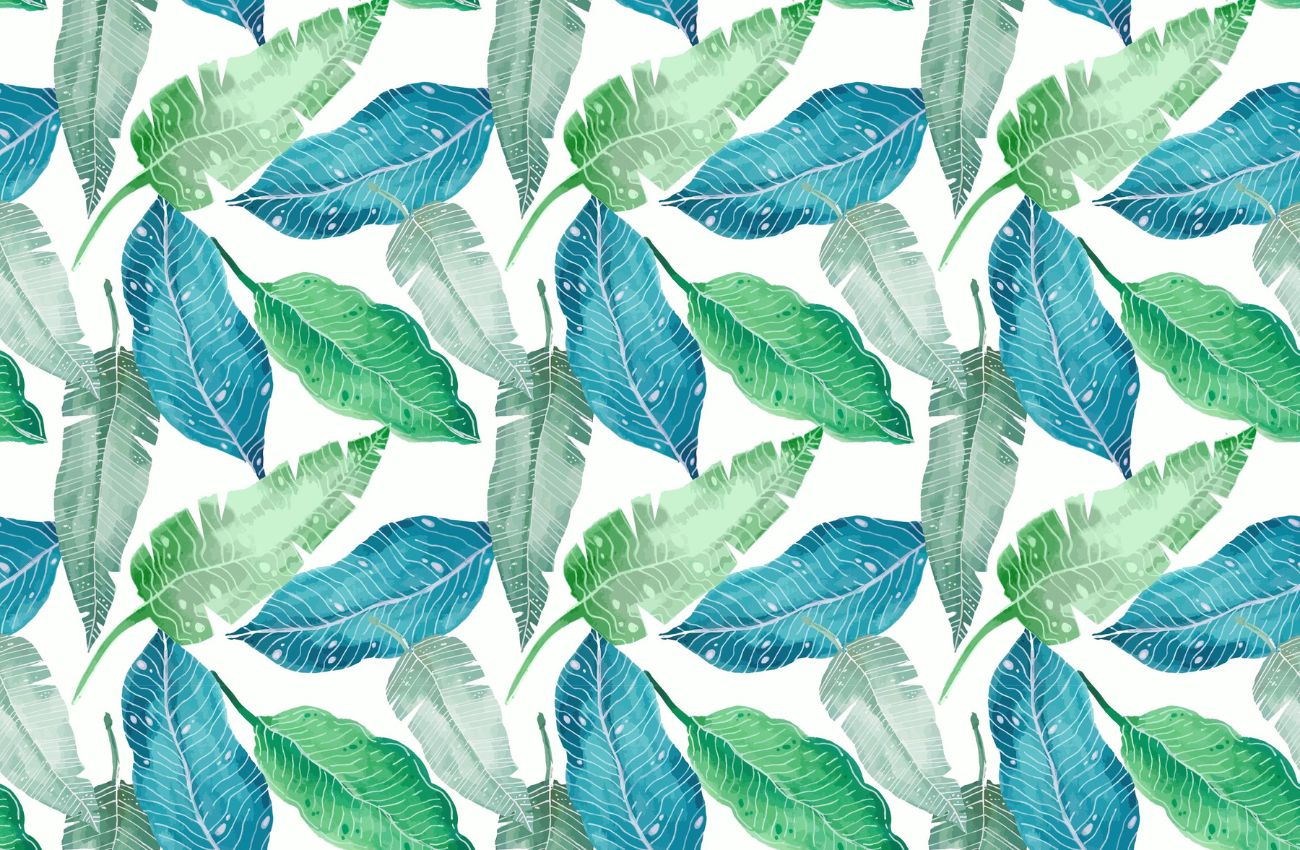 Papier peint tropical bleu canard