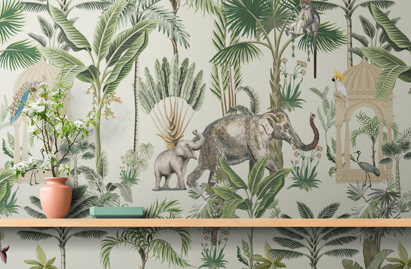 Papier peint animaux et palmiers
