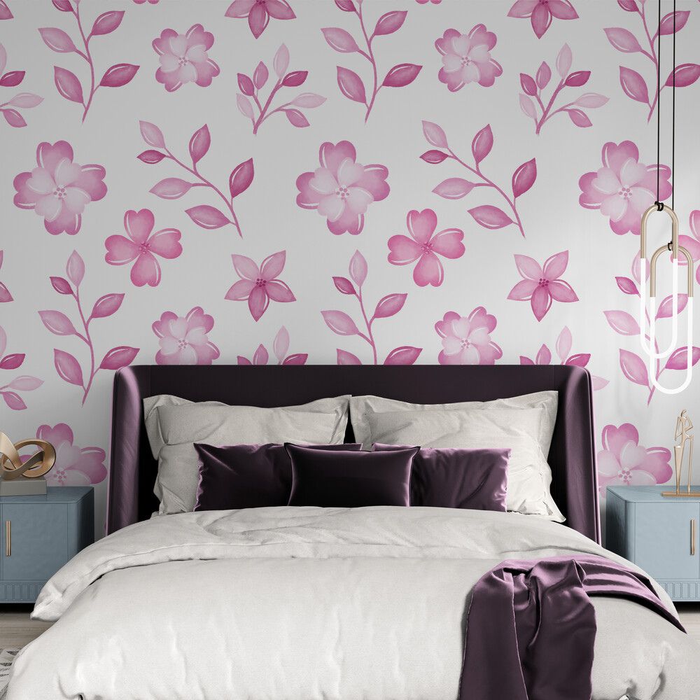 tapisserie Papier peint fleuri chambre fille piece