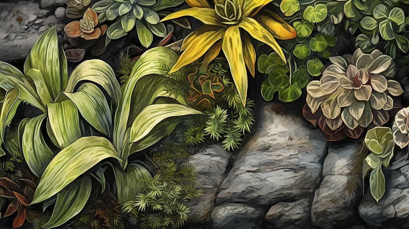 Papier peint retro paysage forêt tropicale