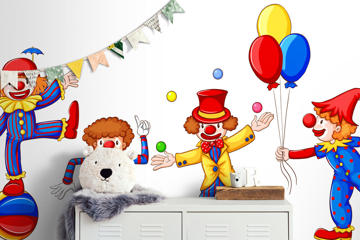 Papier peint enfant nordique clowns