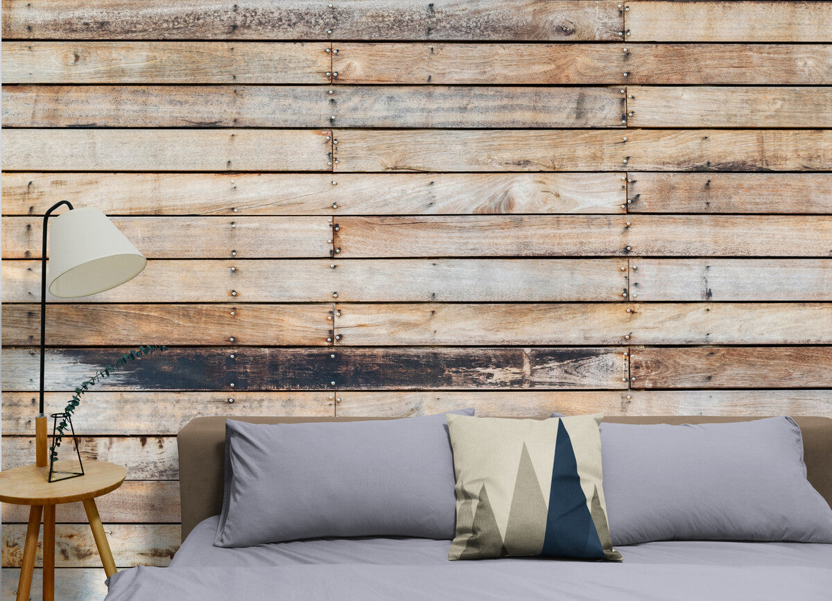 Papier peint planches de bois beige