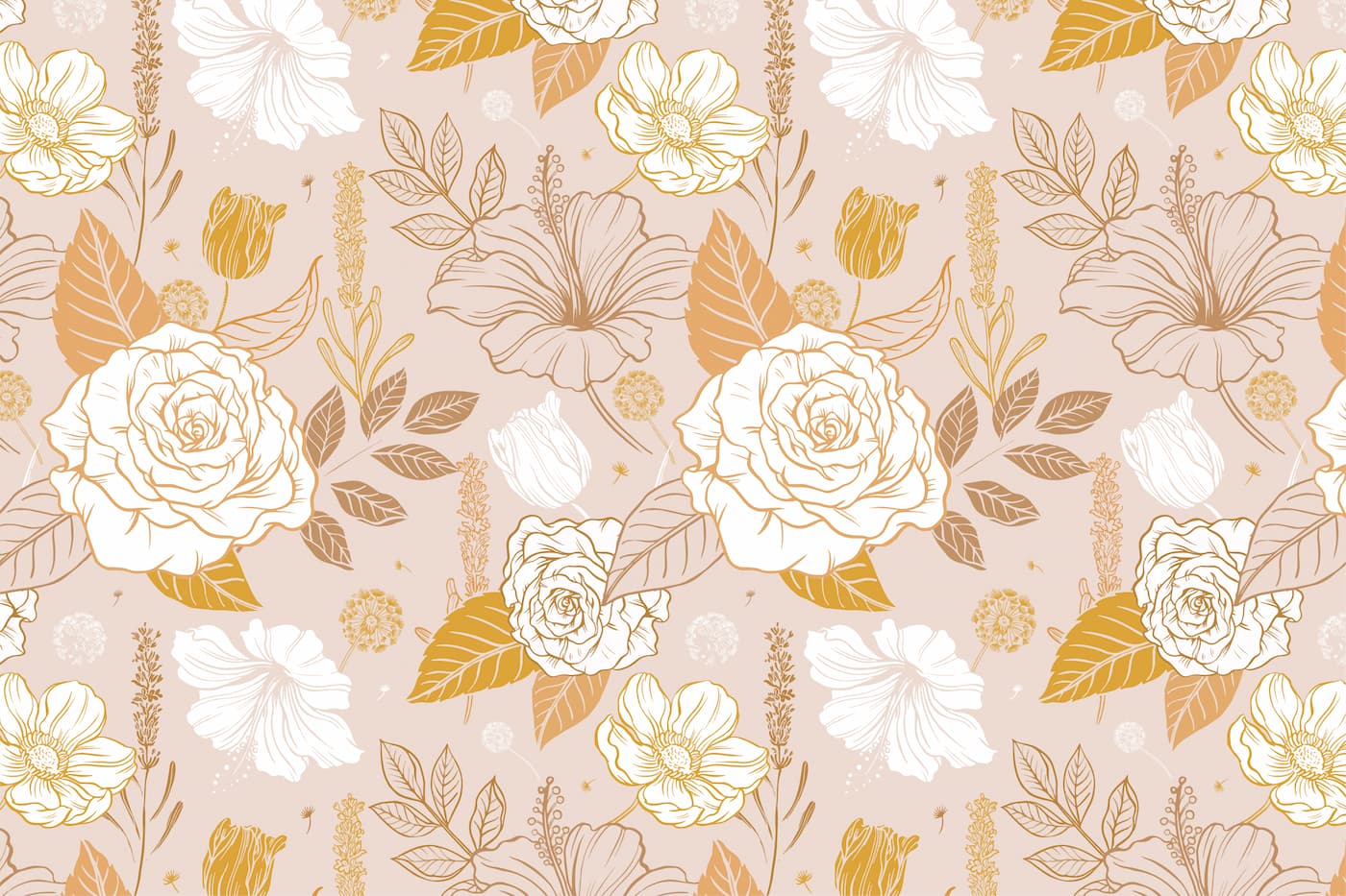 Papier peint floral rétro