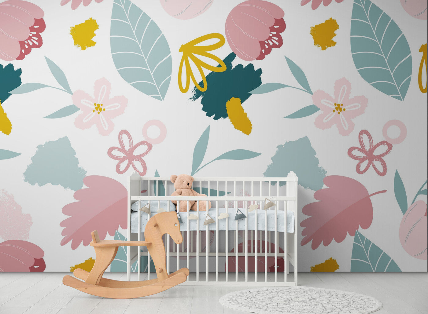 Papier peint floral chambre d'enfant