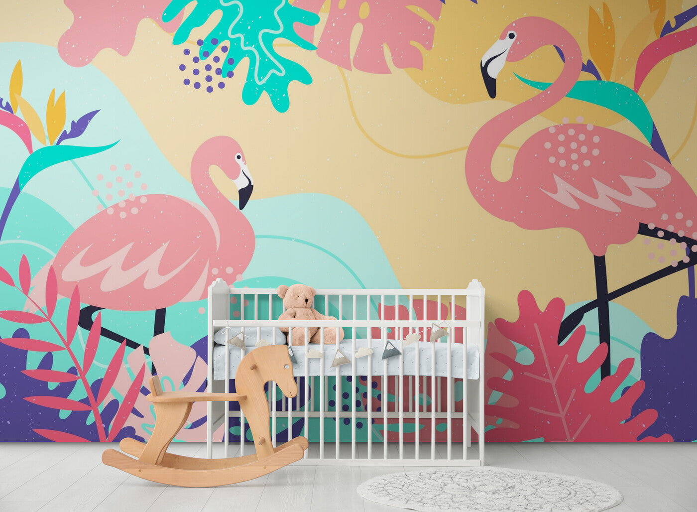 Papier peint flamant rose