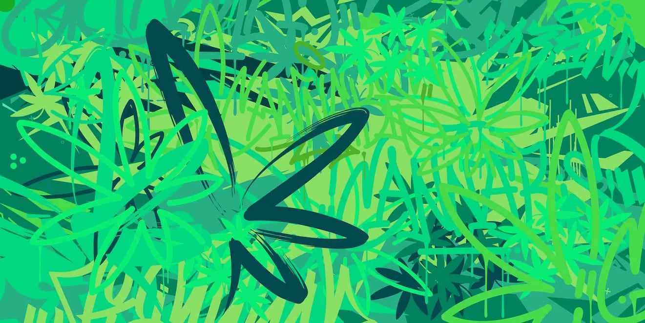 Papier peint graffiti vert