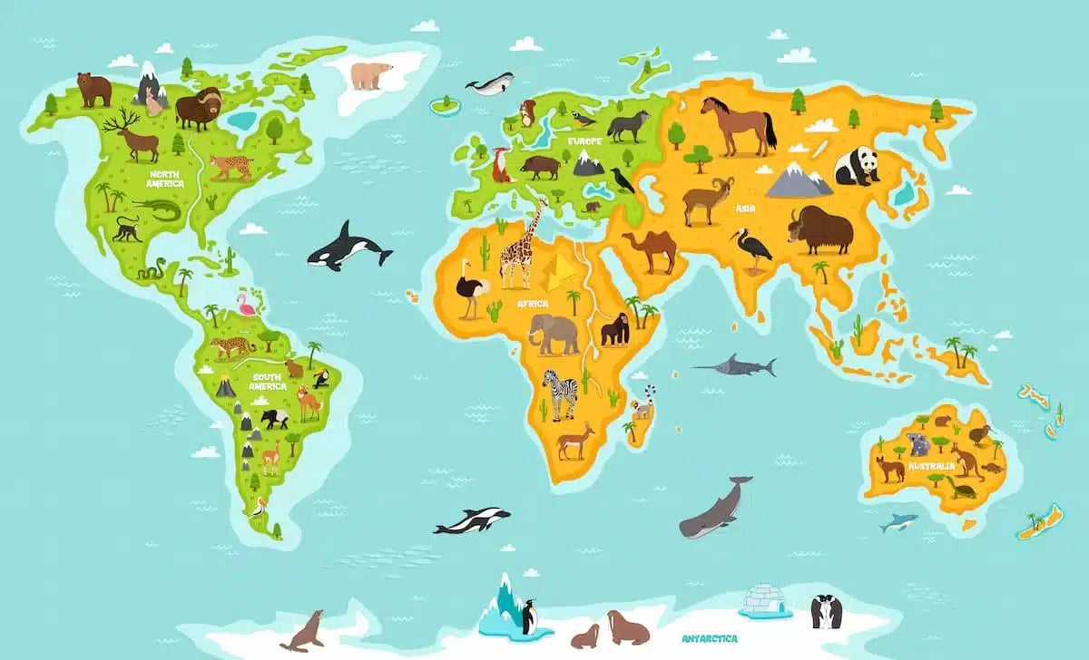 Papier peint enfant carte du monde